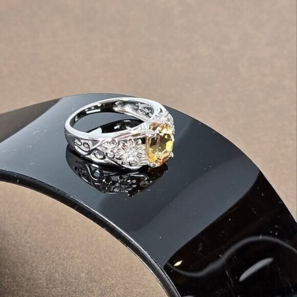 Natural Round Citrine 925 Sterling Silver Jewelry Ring Size 6 - Picture 5 of 9
